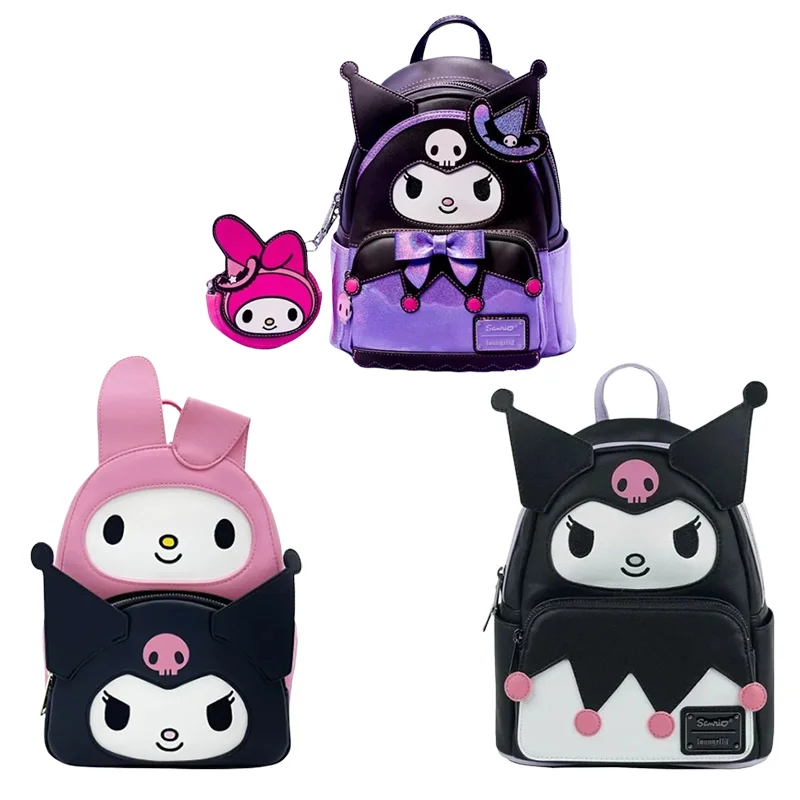 Hot Loungefly Sanrio Kuromi Backpack Pu Leather Lady Bags Pochacco High Quality Cute Double Strap Bags For Women School Bag Gift