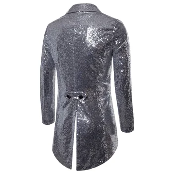 Shiny Gold Sequins Glitter Tailcoat Suit Jacket Male Double Breasted Wedding Groom Tuxedo Blazer Men Party Stage Prom Costume 4 Shiny Gold Sequins Glitter Tailcoat Suit Jacket Male Double Breasted Wedding Groom Tuxedo Blazer Men Party Stage Prom Costume 4