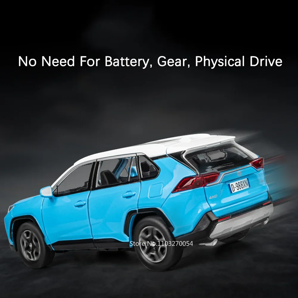 1/22 RAV4 SUPRA Auto Speelgoed Metalen Modellen Diecast Legering Voertuig Geluid Licht Trek 6 Deuren Geopend Rubberen Banden Speelgoed Cadeaus voor Kinderen