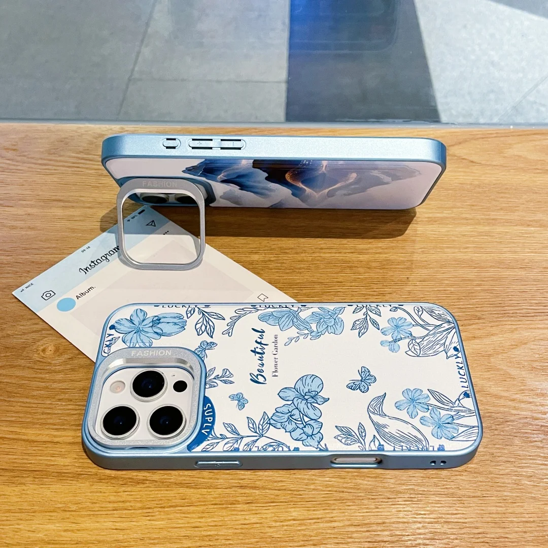 

For iphone 17 Pro Max Air Ink Wash Style Case Magsafe Magnetic Removable Backplate with Printing Metal Lens Bracket Soft Cover