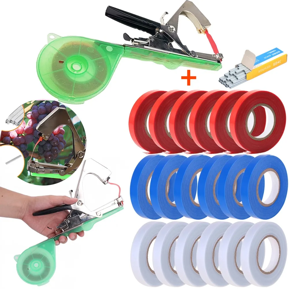 

Tying Machine Plant Garden Plant Tapetool Tapener +6/12 Rolls Tape Set for Vegetable Grape Tomato Cucumber Pepper Flower