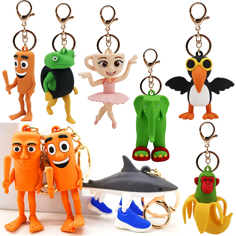 

Italian Brainrot PVC Figure Keychain Accessories Tung Tung Sahur Keyring Figure Cartoon Monkey Shark Hanging Pendant Doll Toys