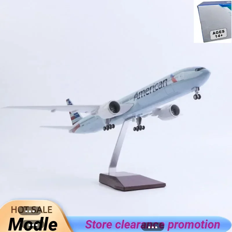 

Декор 47 см, масштаб 1/157, 777 B777, модель американского авиакомпании, модель с подсветкой и шасси на колесах, литой под давлением пластиковый полимерный самолет