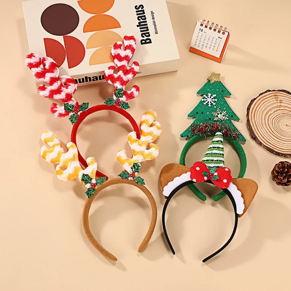 

Christmas Cute Antlers Headband Noel Xmas Tree Noel Dress Up Hair Accessories Navidad Merry Christma Decor 2025 Happy New Year