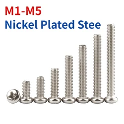 M1/1.2/1.4/1.6/1.7/2/2.5/3/3.5/4/5 Nickel Plated Cross Recessed Pan Head Pm Screws Phillips Screws