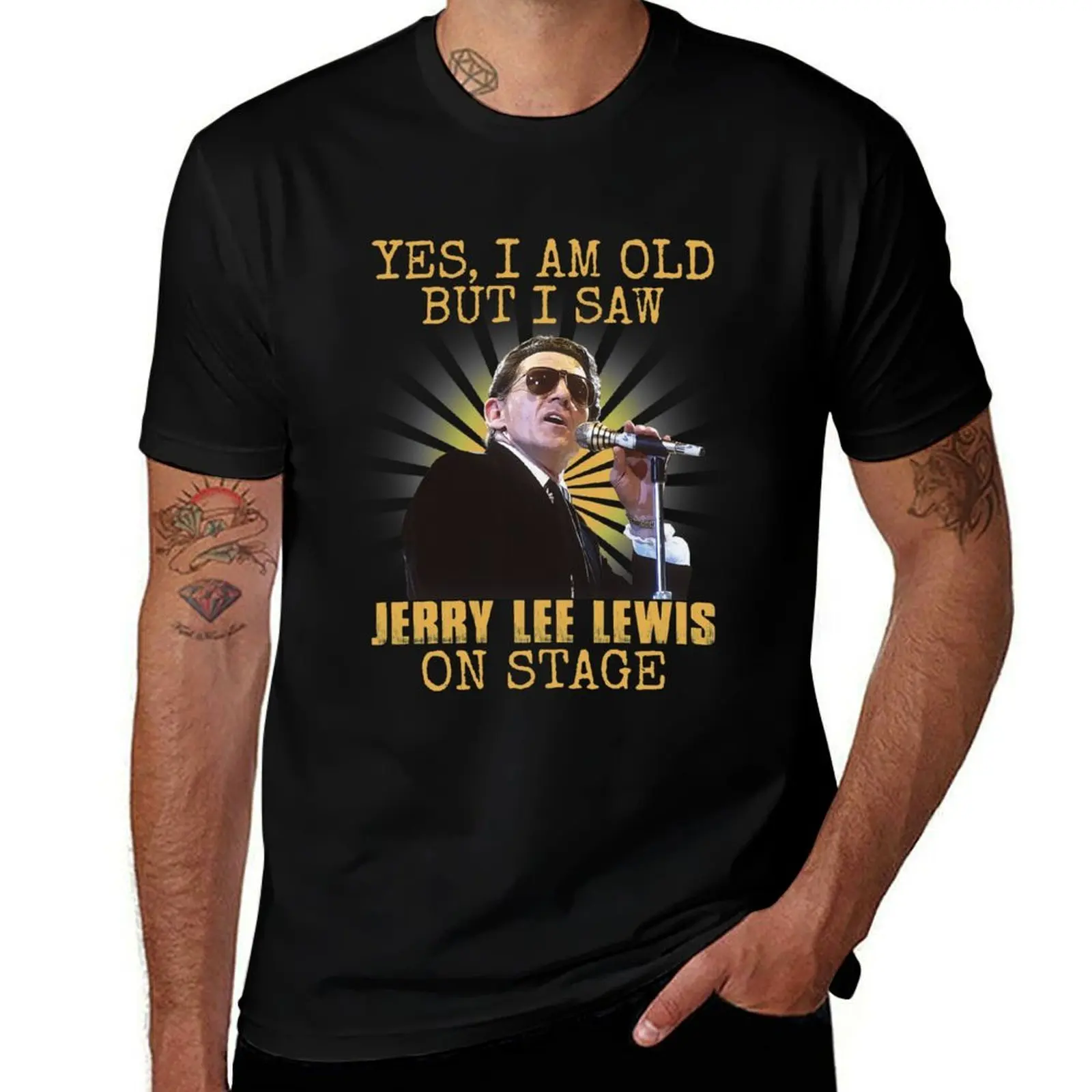 

Yes I'm Old But I Saw Jerry Lee Lewis On Stage T-Shirt High Elasticity Sports Tee Shirt