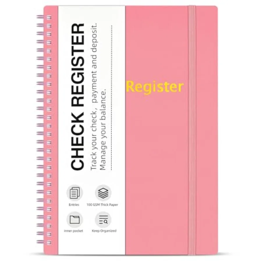 

Check Registers for Personal Checkbook, Spiral Large Check Register Book, Budget Planner with Check Register for Personal and W