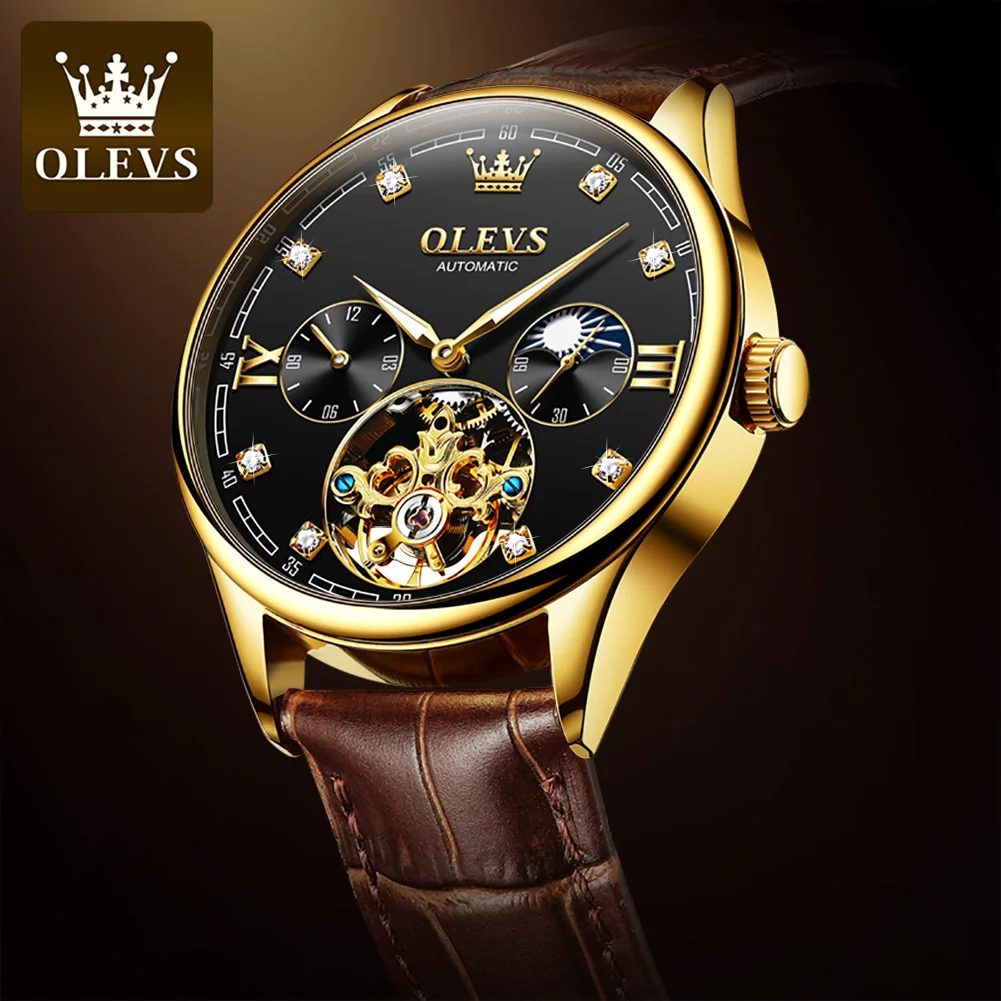 OLEVS 3601 Men\'s WatchesTop Brand Original Men Automatic Mechanical Watch Waterproof Luminous Reloj Hombre Stainless Steel Strap