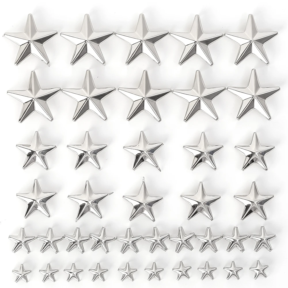 Metal Silver Star Rivets DIY Clothes Shoes Bags Handmade Clothing Accessories Punk Leather Studs Spikes Spots Nails Head Buttons