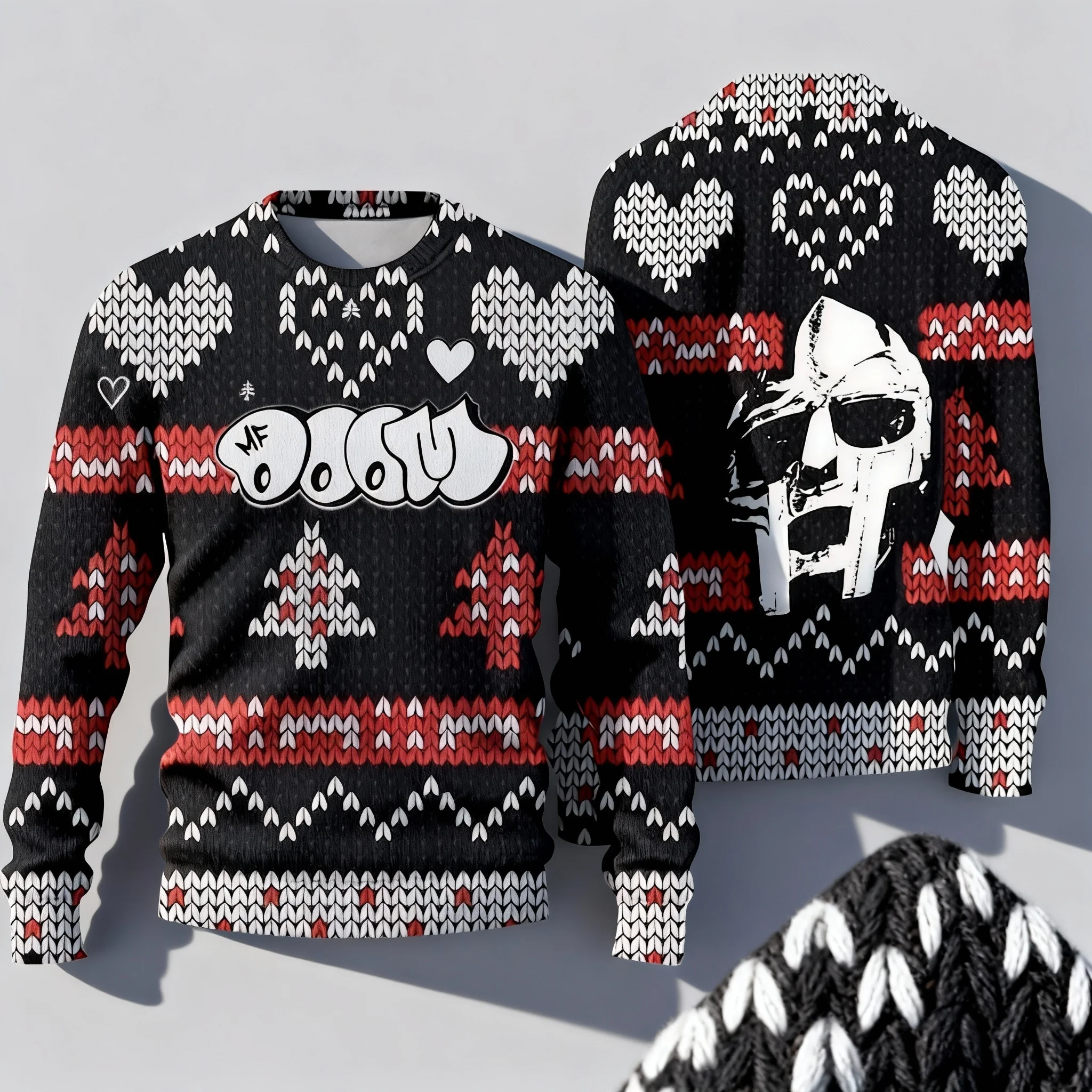 

Новая подземная маска в стиле хип-хоп рэпера, тематический уродливый свитер, пуловер для рождественской вечеринки, толстовка с капюшоном, увеличенная для взрослых, осень и зима