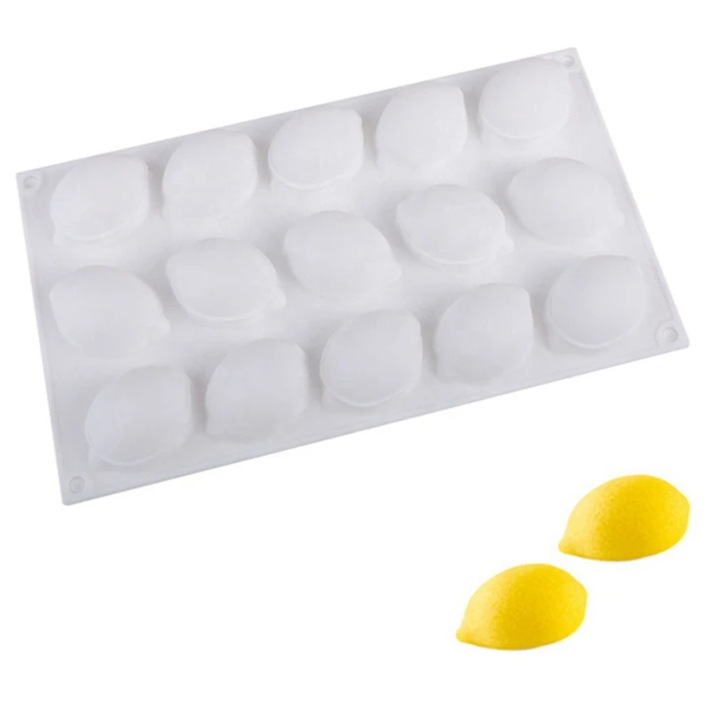 Moule en silicone à 15 cavités en forme de citron, pour brownie, gâteau, mousse, dessert français, outil de décoration