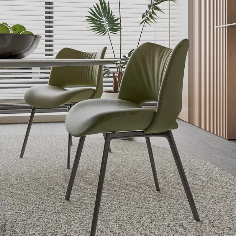HS Italian light luxury dining chair home designer modern simple leather high-end negotiation chair dressing chair light luxury