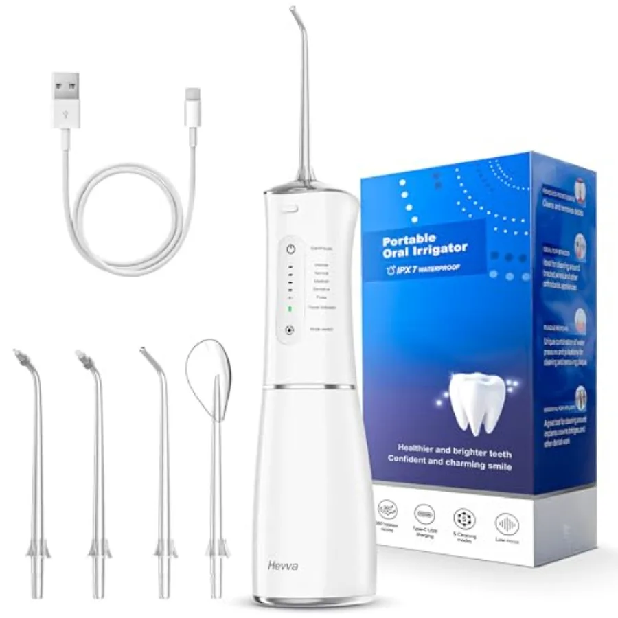 

Water Flosser Cordless Oral Irrigator 300ML Detachable Water Tank Rechargeable Electric Dental Flosser 5 Modes Waterproof Teeth