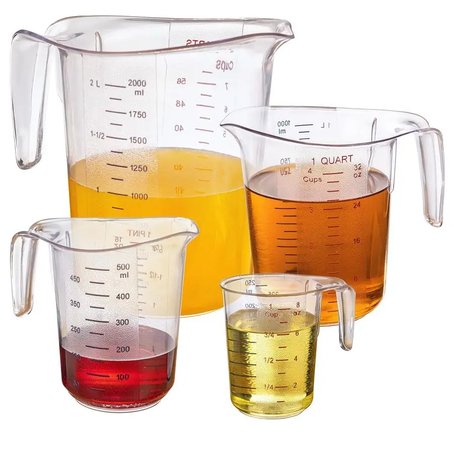 

Набор мерных стаканов из 4 предметов, небьющиеся мерные стаканы из пищевого пластика для посудомоечной машины, мерные стаканы для жидкостей объемом 1, 2, 4, 8 унций, вкладываемые один в другой.