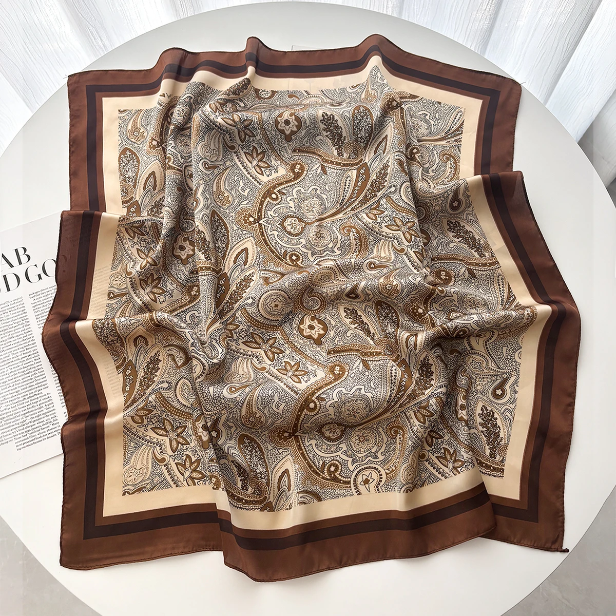 Luxury Floral Print Square Scarf For Women Soft Hairband Neckerchief Head Hijab Paisley Headband Foulard Bag Ribbon Bandana image 3