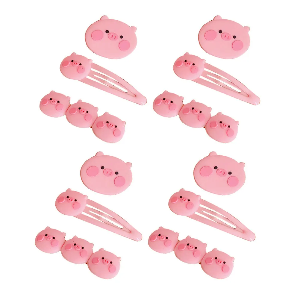 12Pcs Decorative Cartoon Pig Hairpins Barrettes Cute Pink Pig Hairpin Barrettes for Premium Quality Ideal Gift Choice