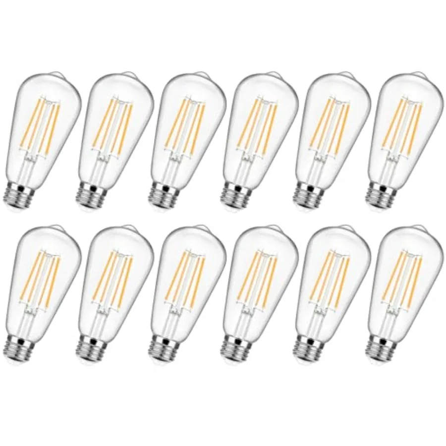 12-Pack Vintage LED Edison Bulbs 100W Equivalent 1400LM High Brightness 8W ST58 LED Filament Light Bulbs 3000K E26 Medium Base