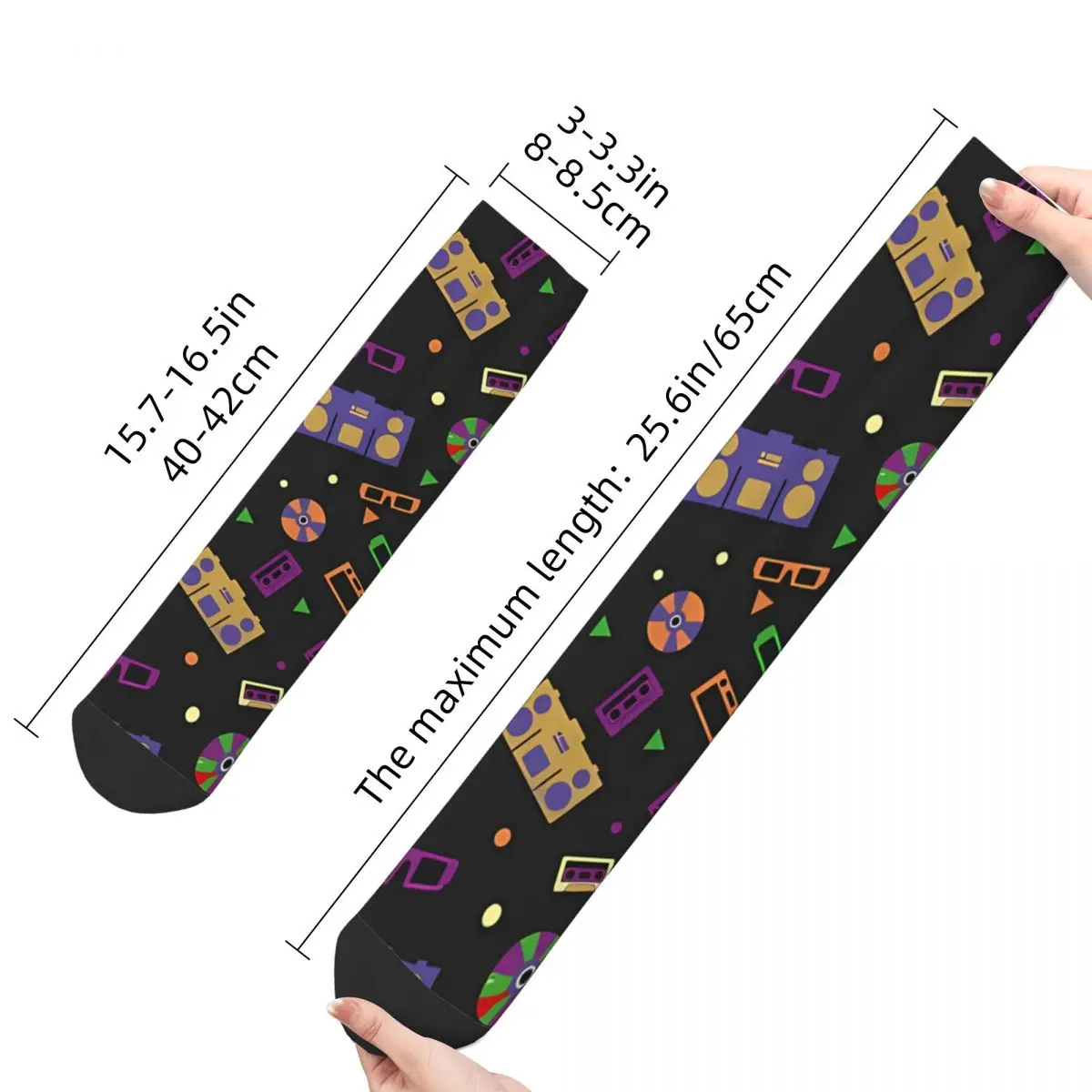 Funny Men's Socks 90s Pattern Vintage BACK TO THE 90S Hip Hop Crazy Crew Sock Gift Pattern Printed