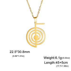 Reiki Cho Ku Rei Colar Cura Energia Yoga Power Pingente Geometria Sagrada Proteção Amuleto Jóias de Aço Inoxidável amuletos para boa sorte e proteção amuletos poderosos protecção espiritual 8 principais vendas amuletos e talismãs poderosos - №4