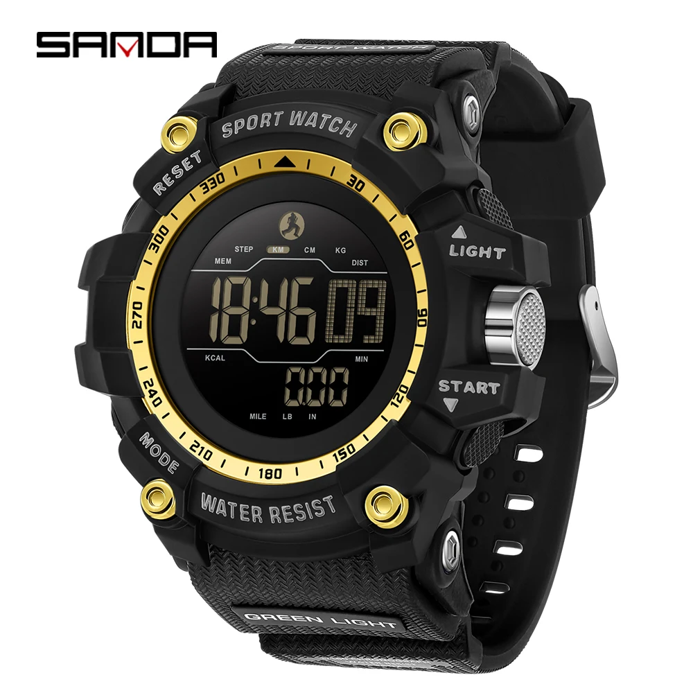 SANDA 新しい 2192 アウトドア スポーツ メンズ電子時計デュアル ディスプレイと多機能防水 LED 男性用