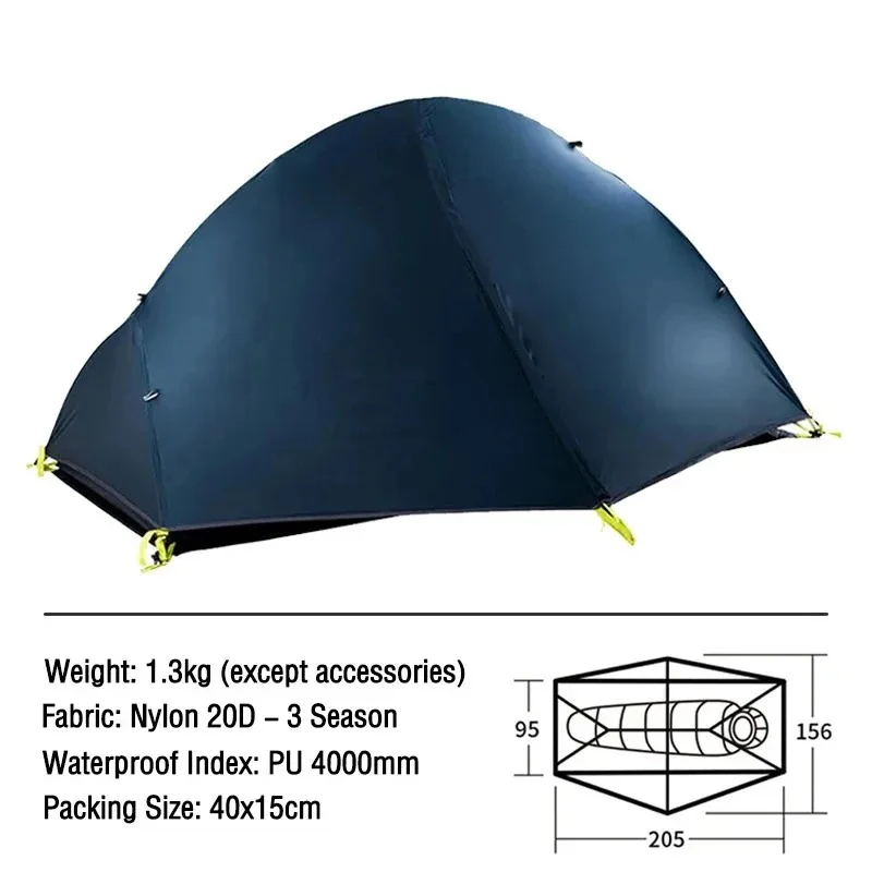 Naturehike lichtgewicht tent voor 1 persoon, waterdichte tent, draagbaar, geschikt voor fietsen, wandelen, kamperen, backpacken, buitentent