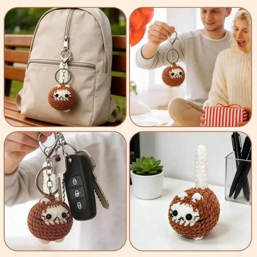 

Handmade Crochet Keychain Animal Pendant For Bag Car Keys Cute Kawaii Charm Gift