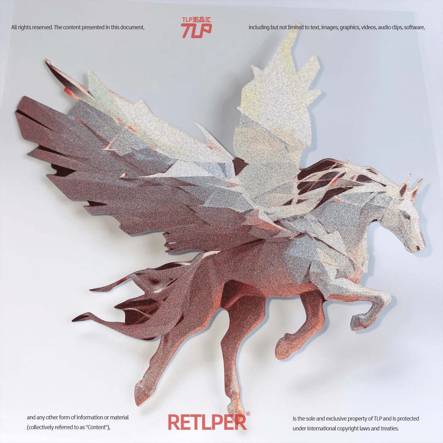 Retlper Hollow-Out Car Sticker Original Fantasy Galloping Horse with Wings Spread Waterproof Flat for Moto