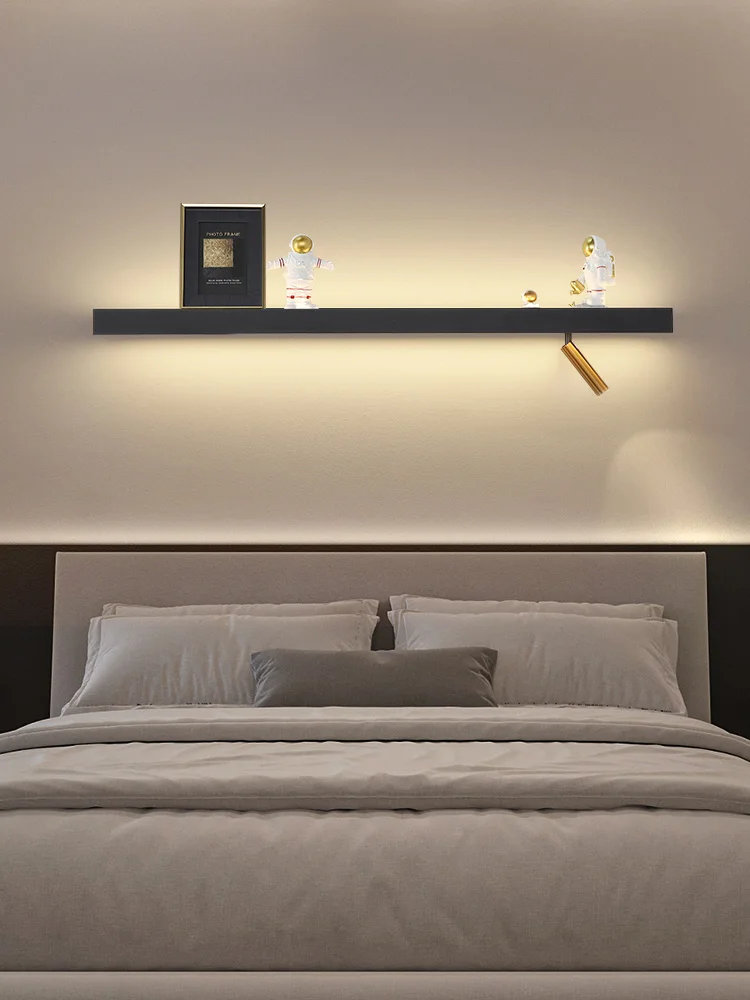 LED Long Shelf Wall Mounted Lamp SMD 2835 Linear Bedside Reading Light Fixture Swivel Spotlight Acrylic Aluminum Hotel Bedroom