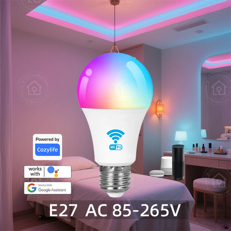 

CozyLife RGB E27 9 Вт Wi-Fi умная лампочка с затемнением таймер голосовое управление поддержка SmartThings Alexa Google Assistant групповое управление