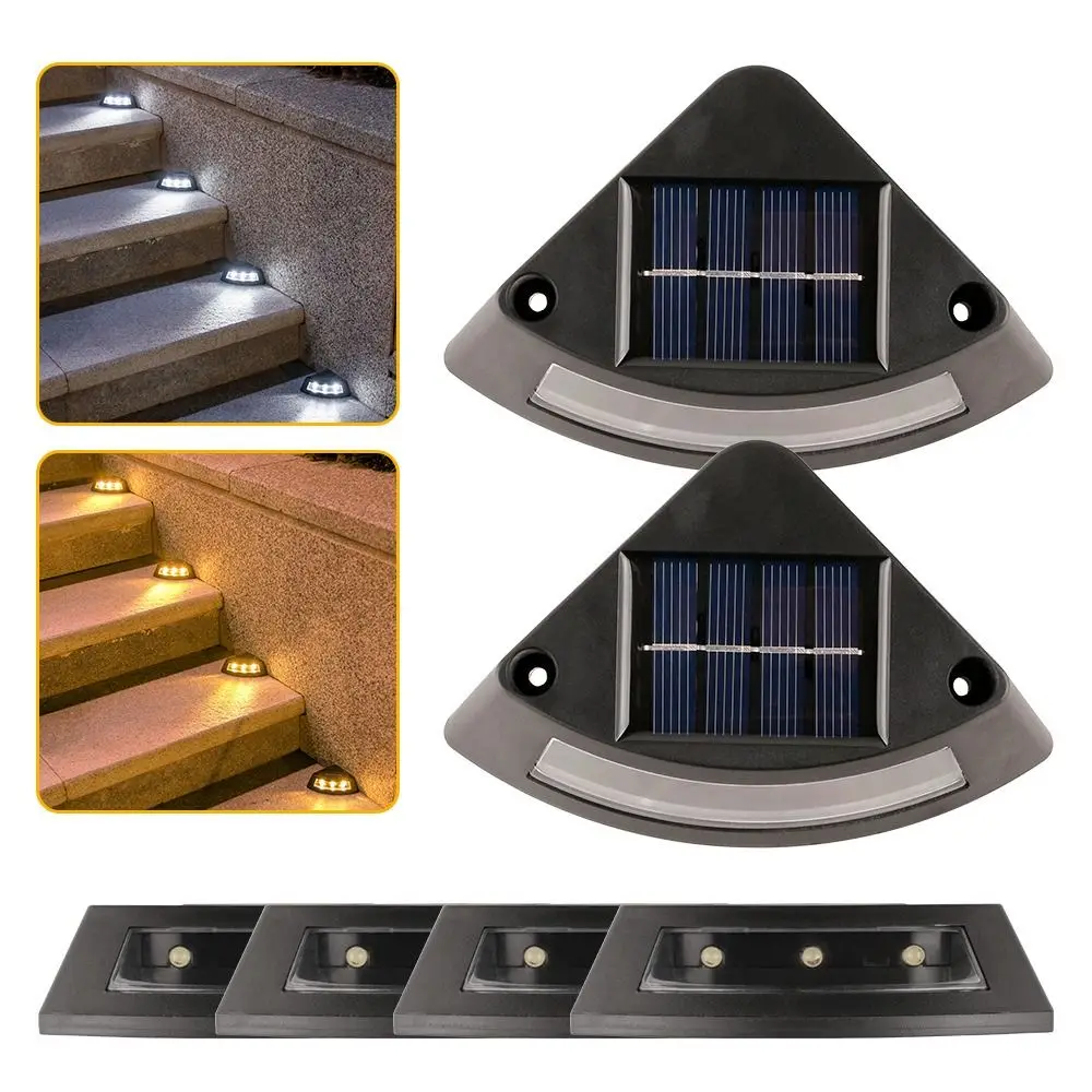 

4pcs Waterproof Solar Step Lights Auto Switch Warm /White Light Stair Lighting Easy To Use Solar Powered Garden Walkway Light