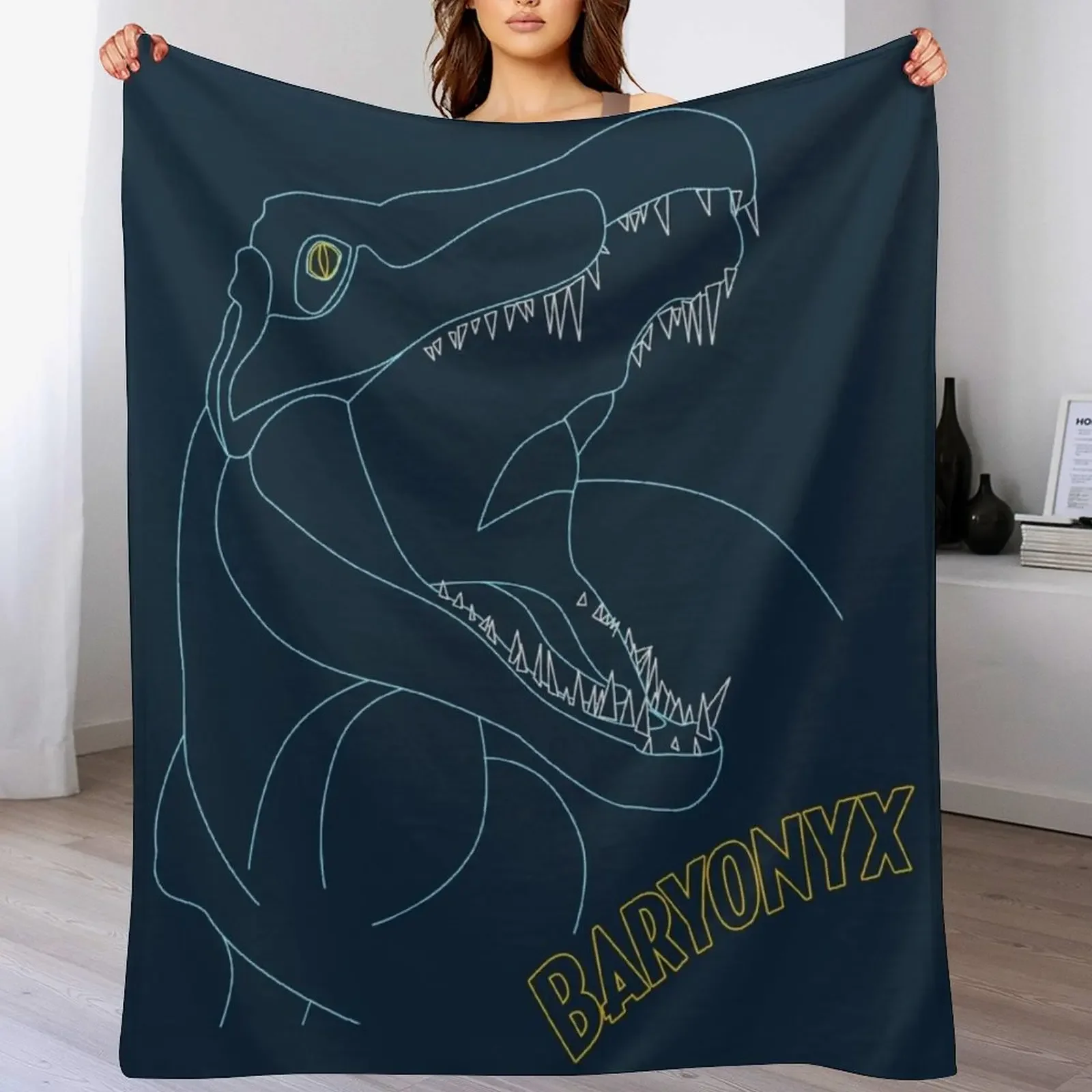 

Baryonyx lineart Throw Blanket Hairys Designers Thin Quilt Blankets