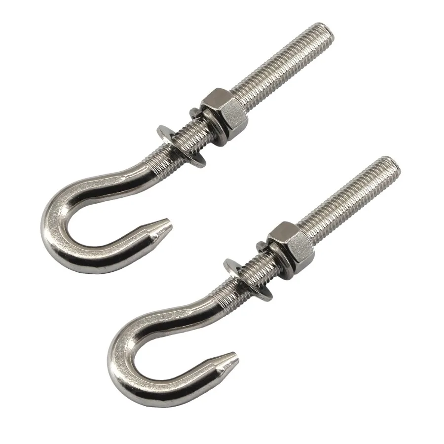 

2Pcs M16 Stainless Steel Eye Bolt with Nut and Washe Long Shank Threaded Rod Round Hook Eyelet Bolt Screw
