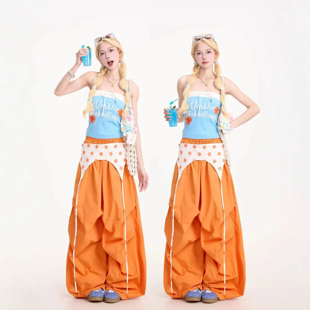 بنطال ذو قصة أرجل واسعة كحلي للنساء ربيعي الدوبامين ملابس عسكرية طبقة مزدوجة مستقيمة تناسب أنماط محايدة حك تقسم النطاقات الإضافية