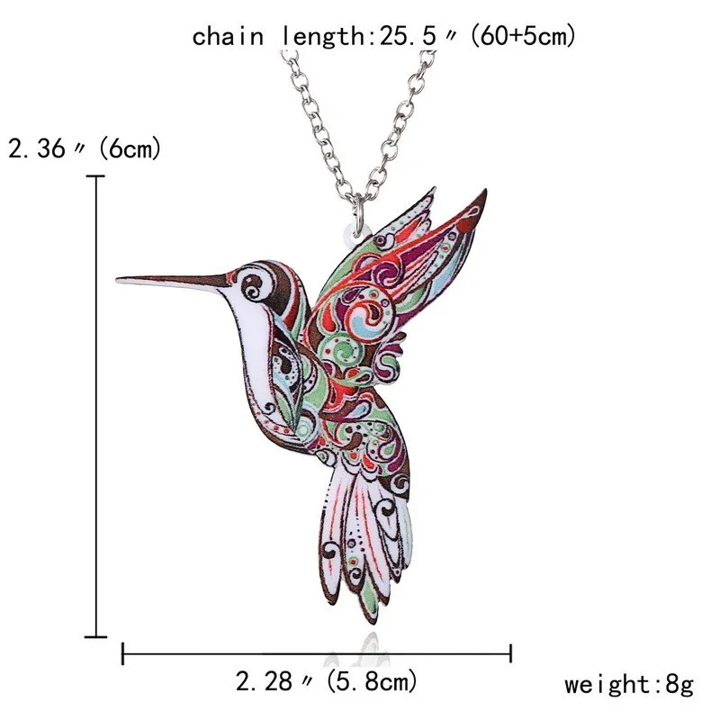 Woman Man Fashion Unique Colour Design Acrylic Jewellery Animal Cat Dog Hummingbird Wolf Salamander Pendant Necklace Gift