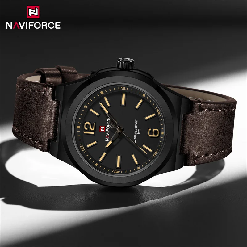 Top Brand NAVIFORCE Fashion Watches For Men Sport Water Resistant PU Strap Quartz Business Wristwatch Relogio Masculino 2024 New