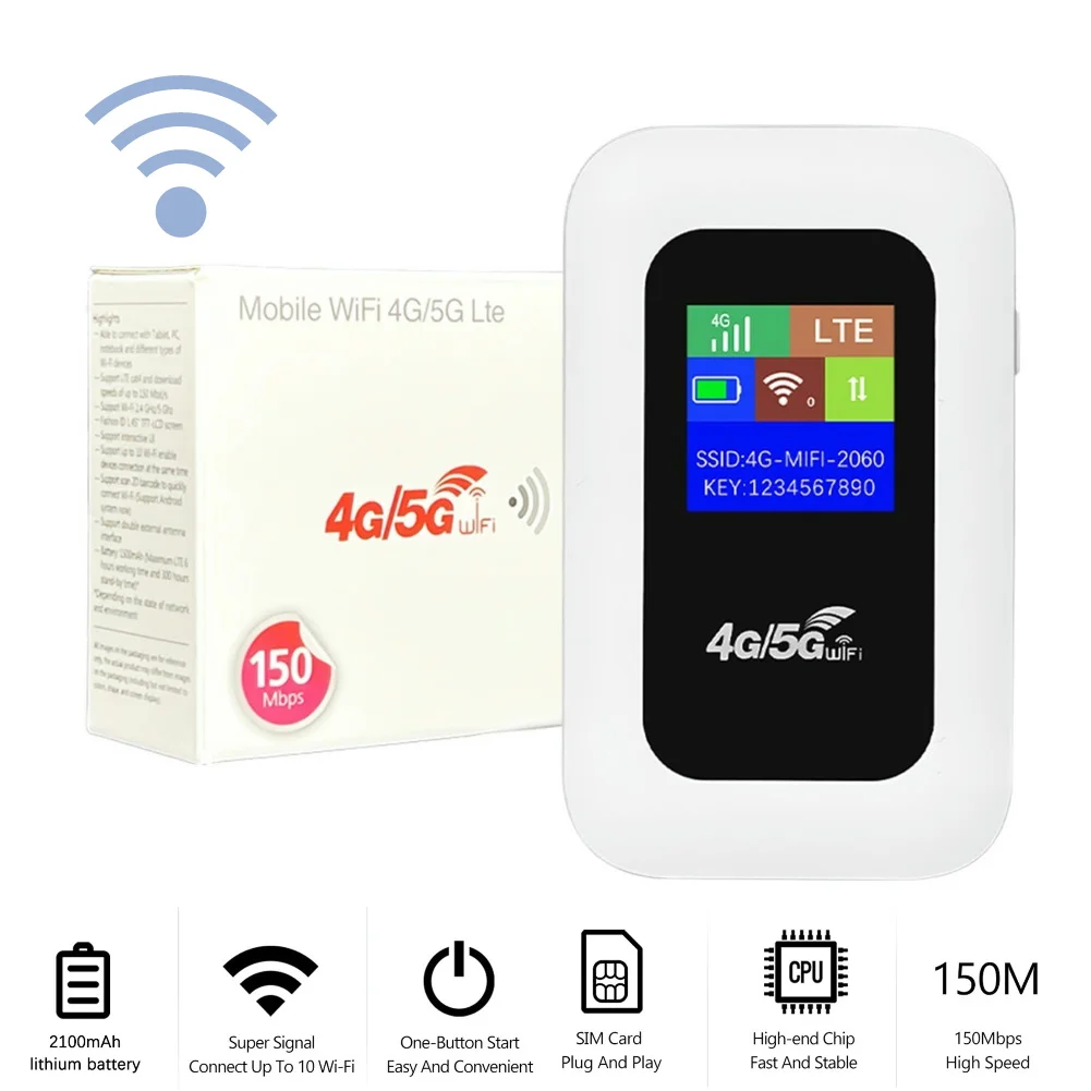 4G Lte Router Wireless Wifi Portable Modem Mini Outdoor Hotspot 150Mbps 2100mAh Pocket Wifi Hotspot for Home Office RV Camping