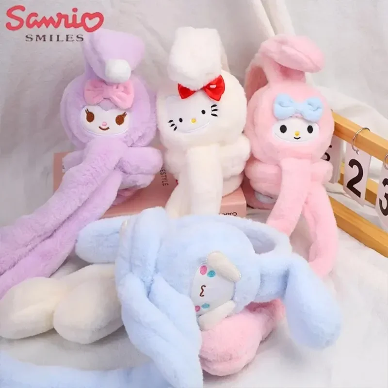 Sanrio Hello Kitty paraorecchie in peluche orecchie Move Anime Kawaii Kuromi Melody inverno addensato caldo ragazza carina studente Festival regalo