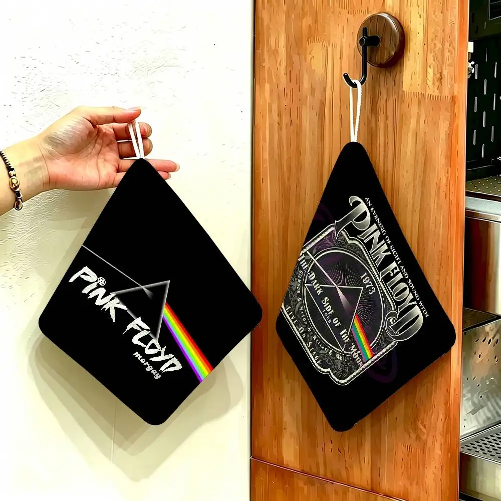 P-Pink-Floyd Psychedelic-Rock Hanging Kitchen Towel, Polyester Cotton Material, Wear Resistant Hand Wiping Towel for Home