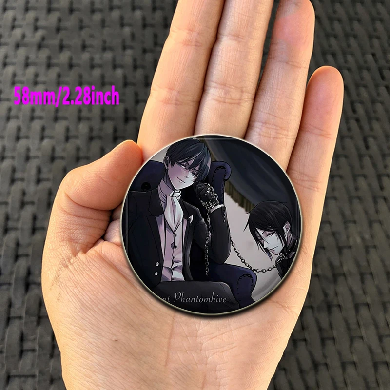 58mm Anime Black Butler Abzeichen Broschen für Hut Kreative Anstecknadeln Soft Button Pins Dekoration Geschenk DIY Knöpfe Snap-in Handwerk