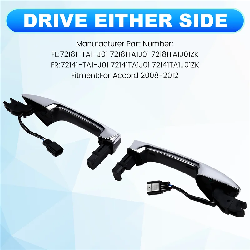 

1Pair Front Door Handle With Inductive Button 72181-TA1-J01 72141-TA1-J01 For Honda Accord 2008-2012 Outer Handle Pull