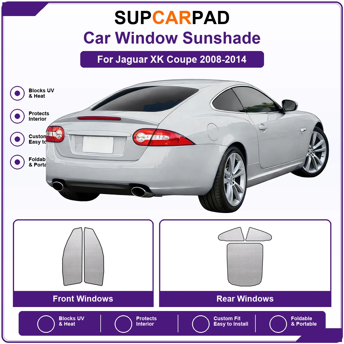 For Jaguar XK Coupe 2008-2014 Pre‑Cut Auto Window Sunshade Anti‑UV Car Sun Visor Protector
