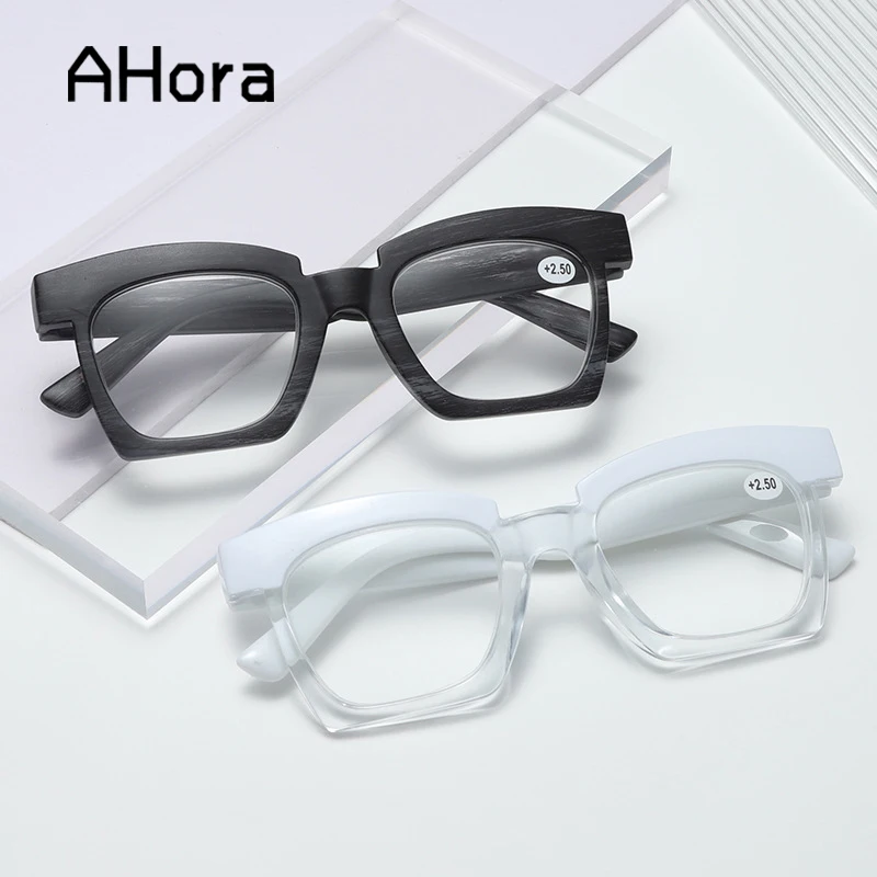 Ahora Imitation Wooden Reading Glasses Mens Square Prebyopia Spectacles Eyeglasses Unisex +1.0to+4.0 Europe&America 2024