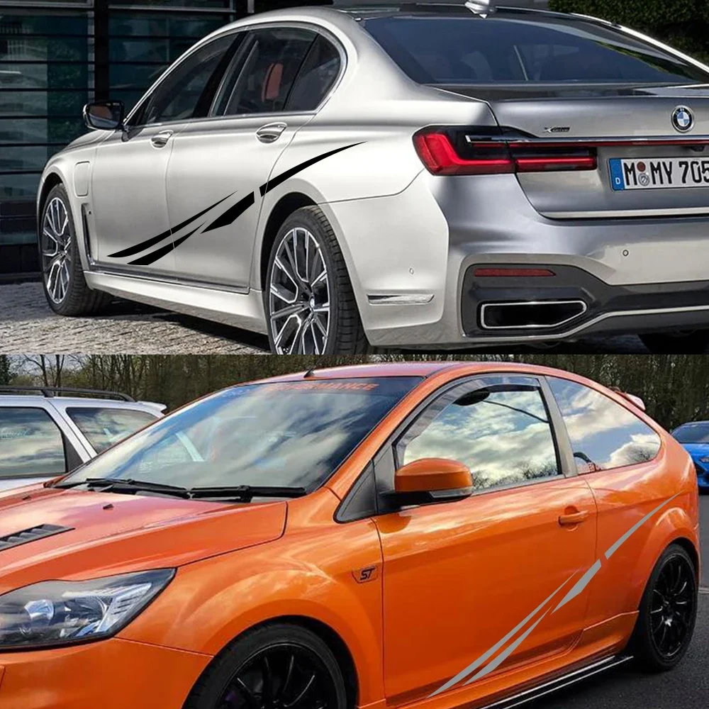 

2 шт. простые автомобильные наклейки, виниловая пленка для кузова с обеих сторон, наклейки для гоночных автомобилей, тюнинговые наклейки, наклейка, наклейка