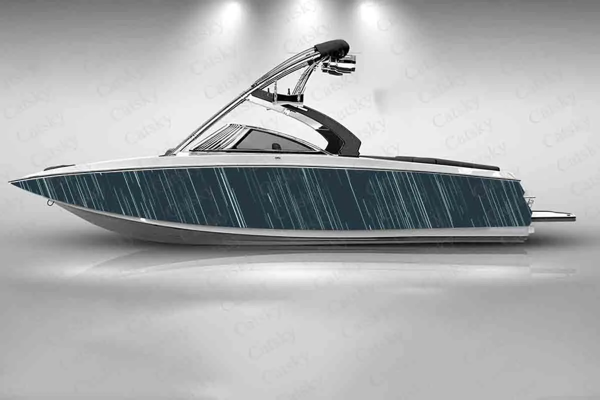 Irregular Colorful Stripes Graphic Cartoon Cute Boat Sticker Vinyl Ship Pontoon Deck Boat Fishing Decorative Pontoon Boats Decal