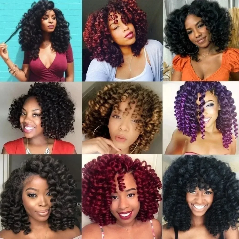 Synthetic Ombre Braiding Hair Jumpy Wand Curl Crochet Braids Hair Extension Jamaican Bounce Curly Hair 8IN 80g 20Strands/Pack