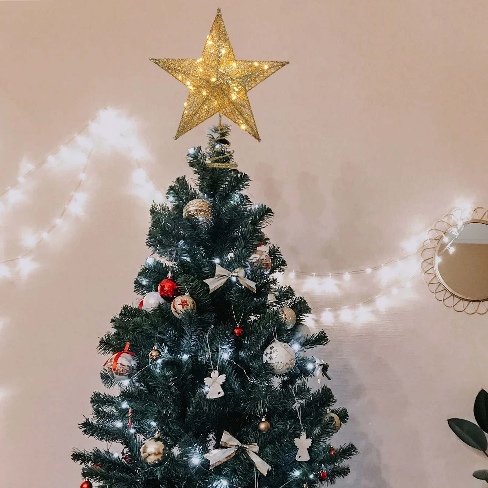 

1pc Led Christmas Light Decor Xmas Star Ornament Tree Lamp Holiday Party Xmas Tree Lamp Decoration Star Ornament