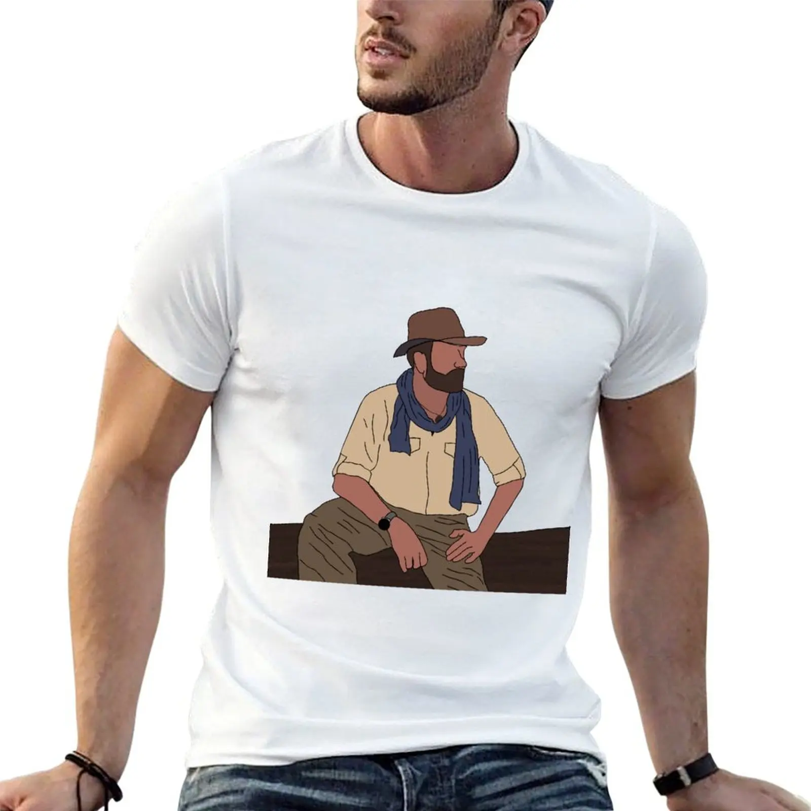 Drawing faceless Josh Gates T-Shirt Plus Size Basic Short Sleeve Top