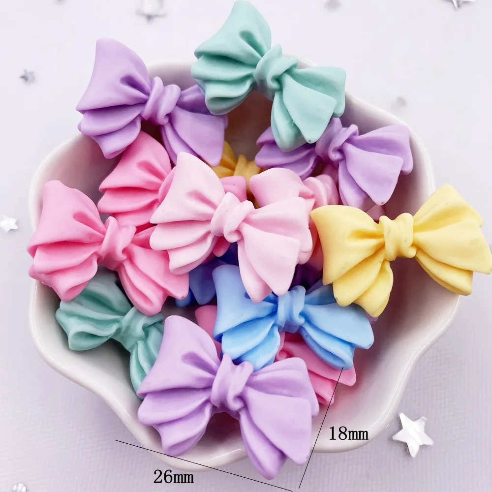 Resin Kawaii Colorful Painted Handwork Bowknot Flatback Stone Figurine 10PCS Scrapbook DIY Decor Home Accessories Crafts OM140