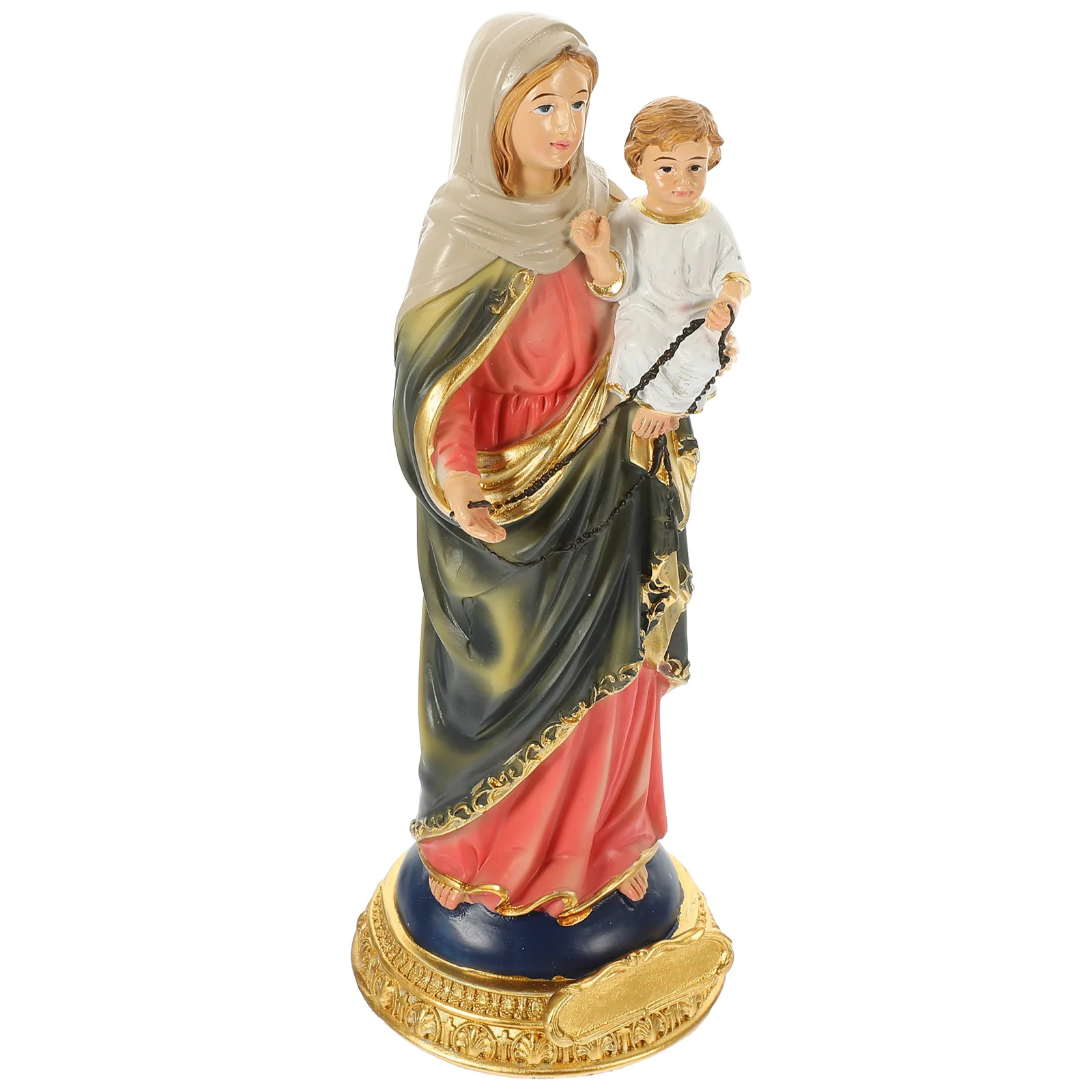 Virgin Jesus Sculpture Desktop Resin Statue Tiny Mary Decoration Model Religious Maria Figurine Shaped Baby Outdoor Ornaments