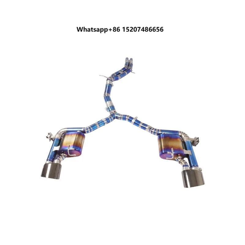 Customizable Turbo Titanium Alloy 1.5mm Thick Blue Burnt Finish Performance Valved Exhaust  System for RS4 RS5 B9